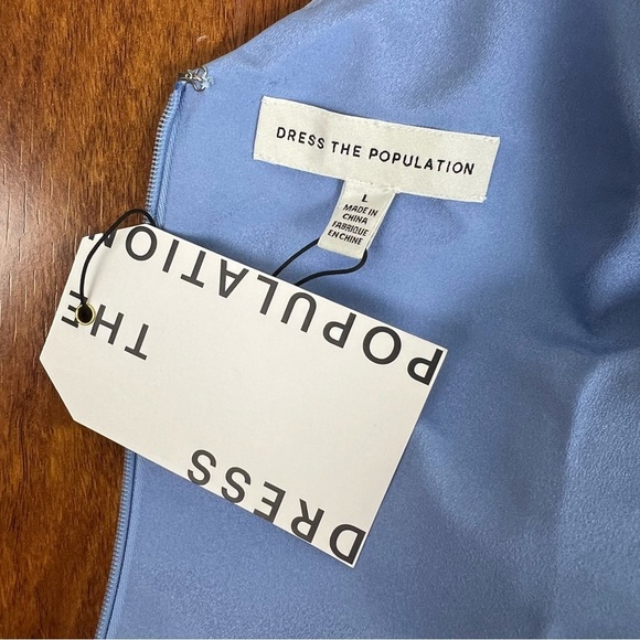 NWT Dress The Population Camelia Gown Light Blue Floral Maxi Dress Size L - Picture 9 of 10